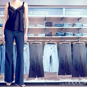 Express Editor Flare Wide Leg Jean Trousers